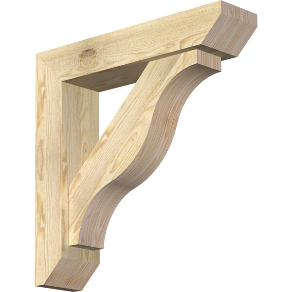 Ekena Millwork Funston Slat Rough Sawn Bracket w/ Offset Brace, Douglas Fir, 6"W x 26"D x 26"H BKT0604X26X26FST06RDF - main